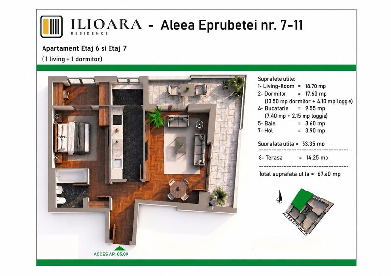 Ilioara, 2 camere, 67 mp, 500 m metrou Nicolae Grigorescu Park Lake